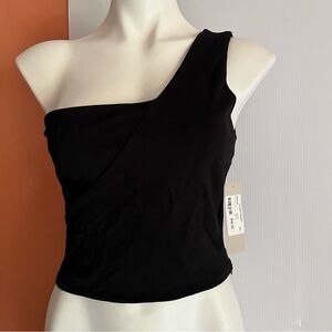 Lizard Thicket Anna Grace One Shoulder Black Crop Top - NWT